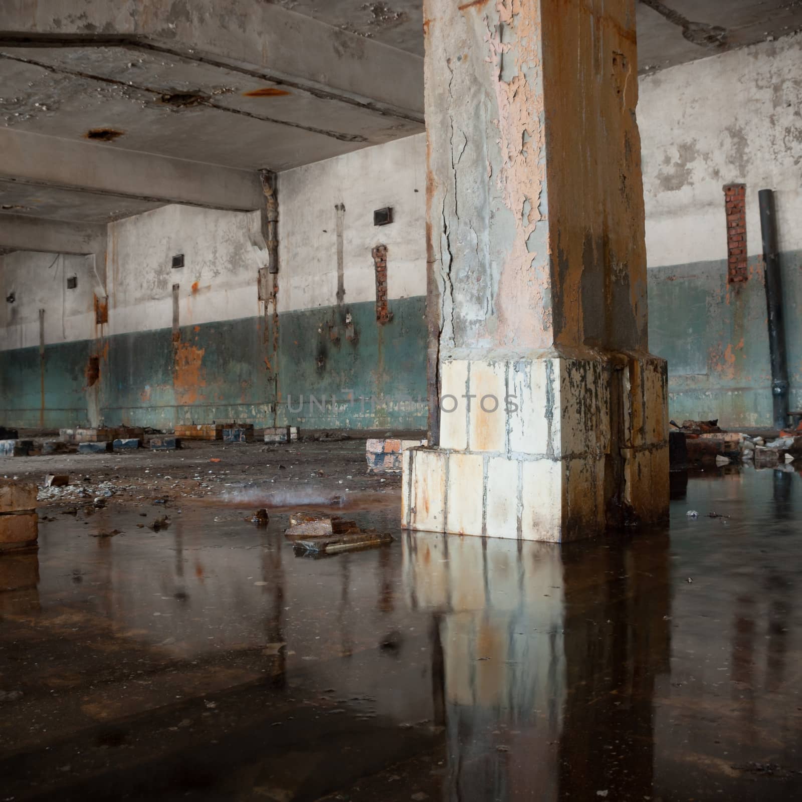 ruins of a very heavily polluted industrial factory, industrial series