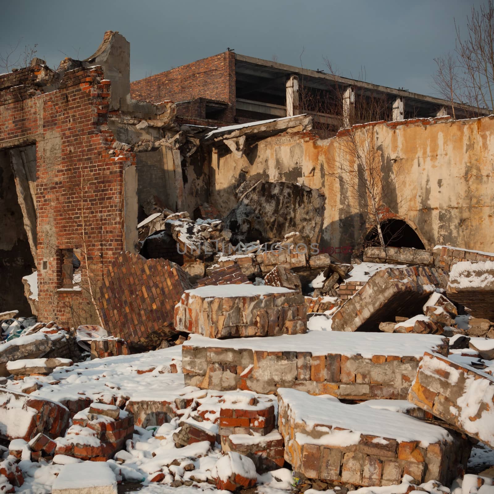 ruins of a very heavily polluted industrial factory, industrial series