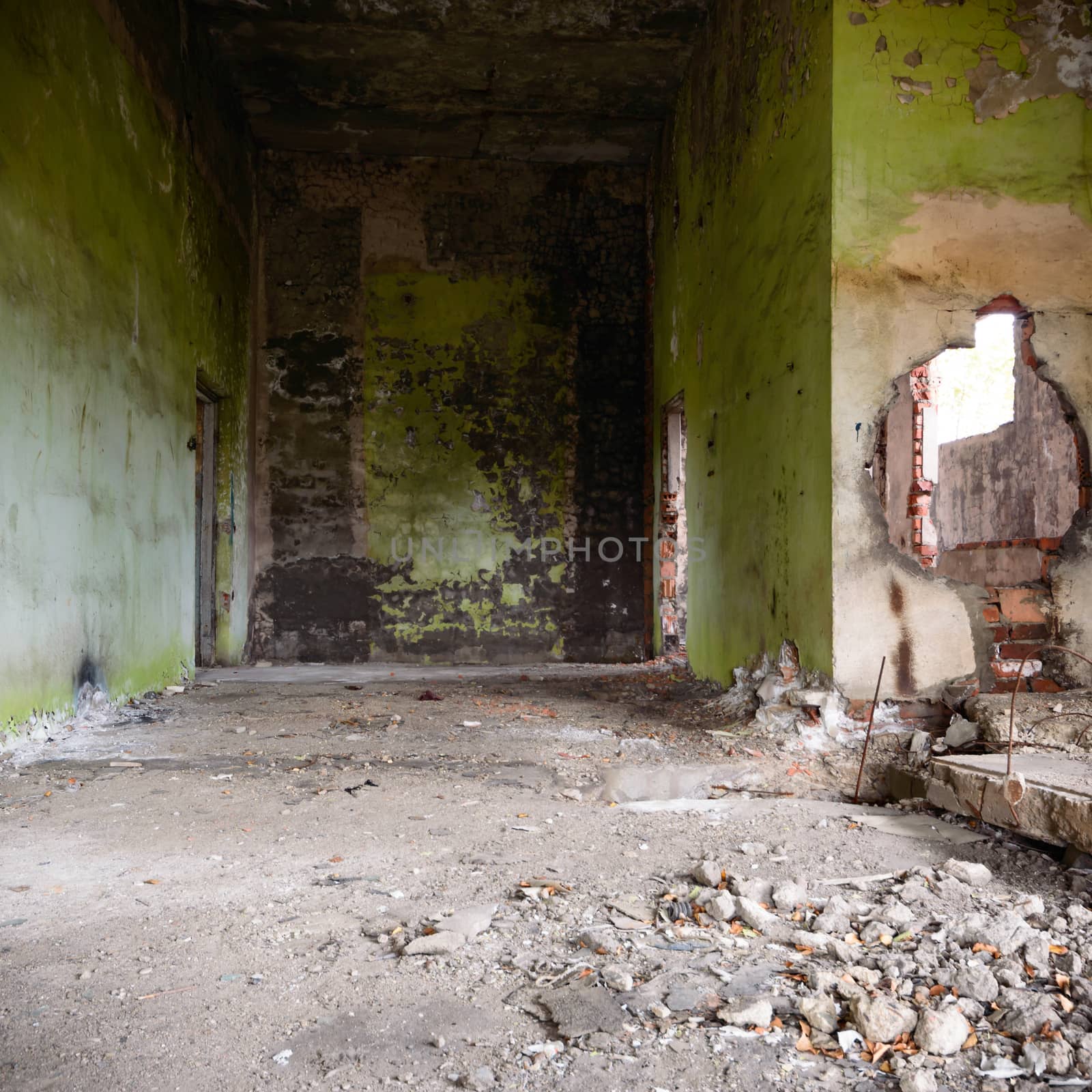 ruins of a very heavily polluted industrial factory, industrial series