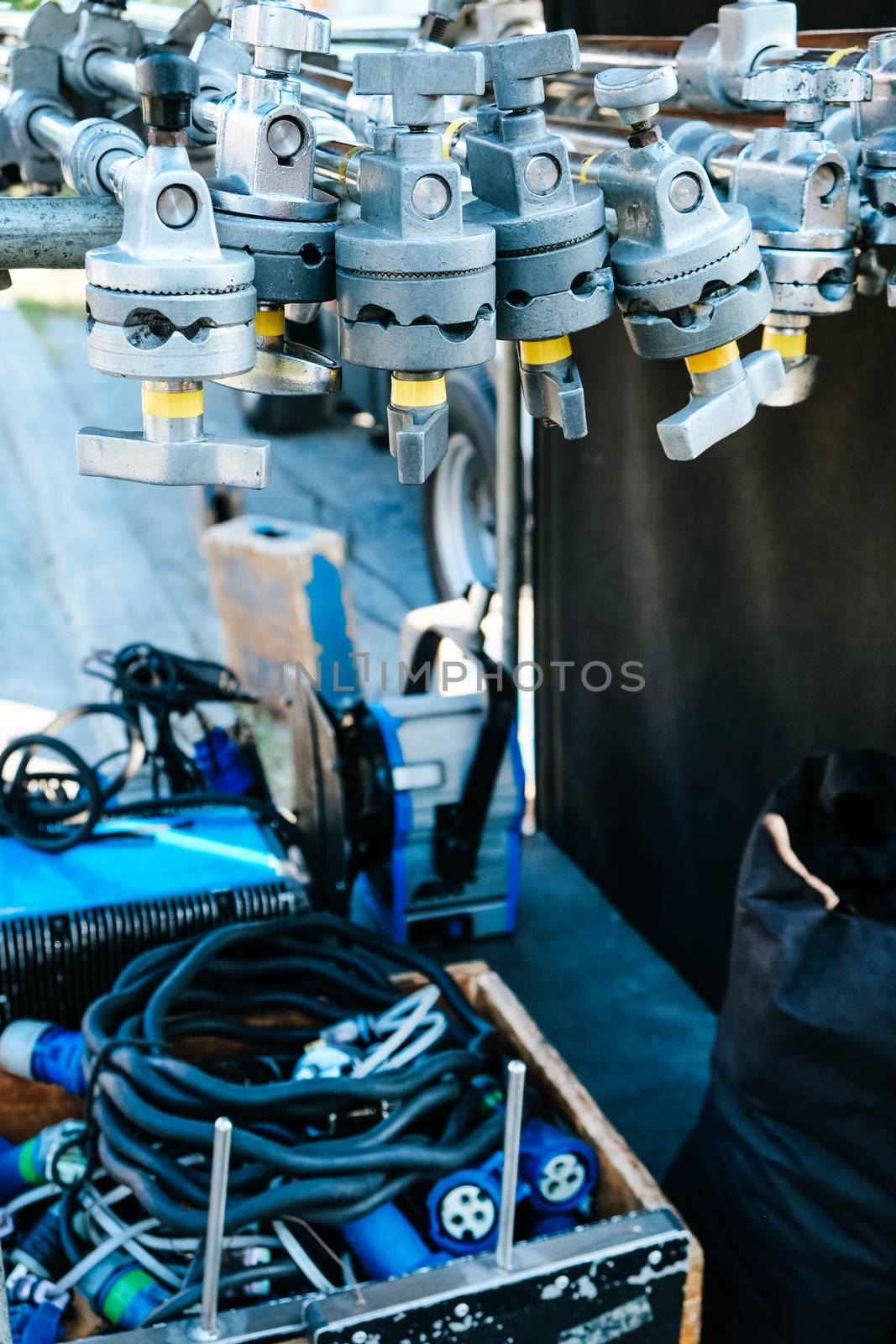 Film crew equipment, Detail image of Tripod background