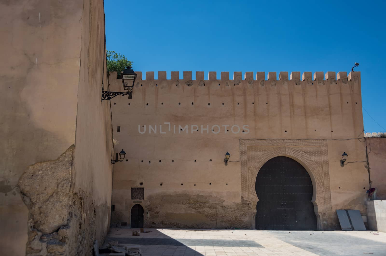 Rear side of Gate of Bab el Mansour in Meknes, Morocco