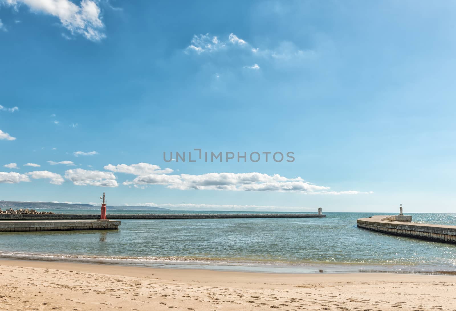The entrance to the harbor in the mouth of the Berg River in Laaiplek in the Western Cape Province of South Africa