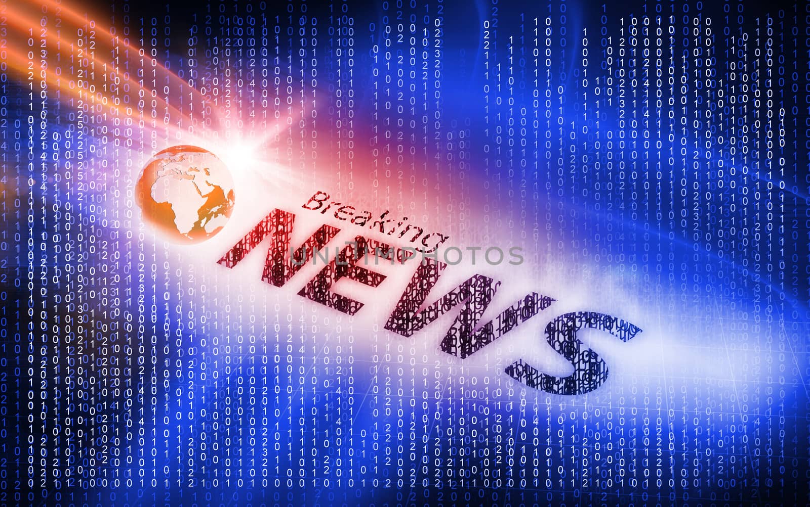 Graphical Digital Breaking News Background with Earth Globe and News text.