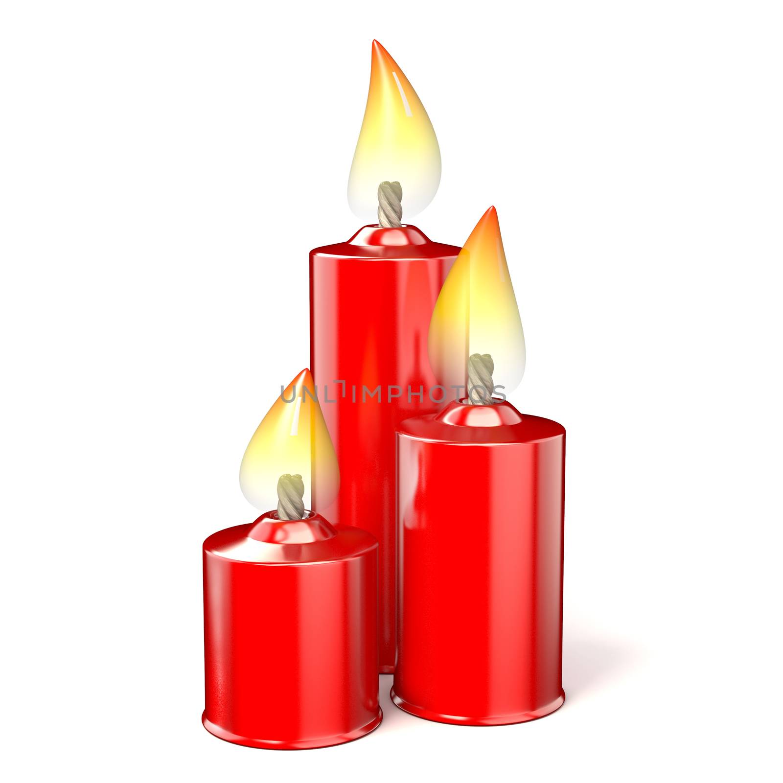 Three red candles. 3D by djmilic