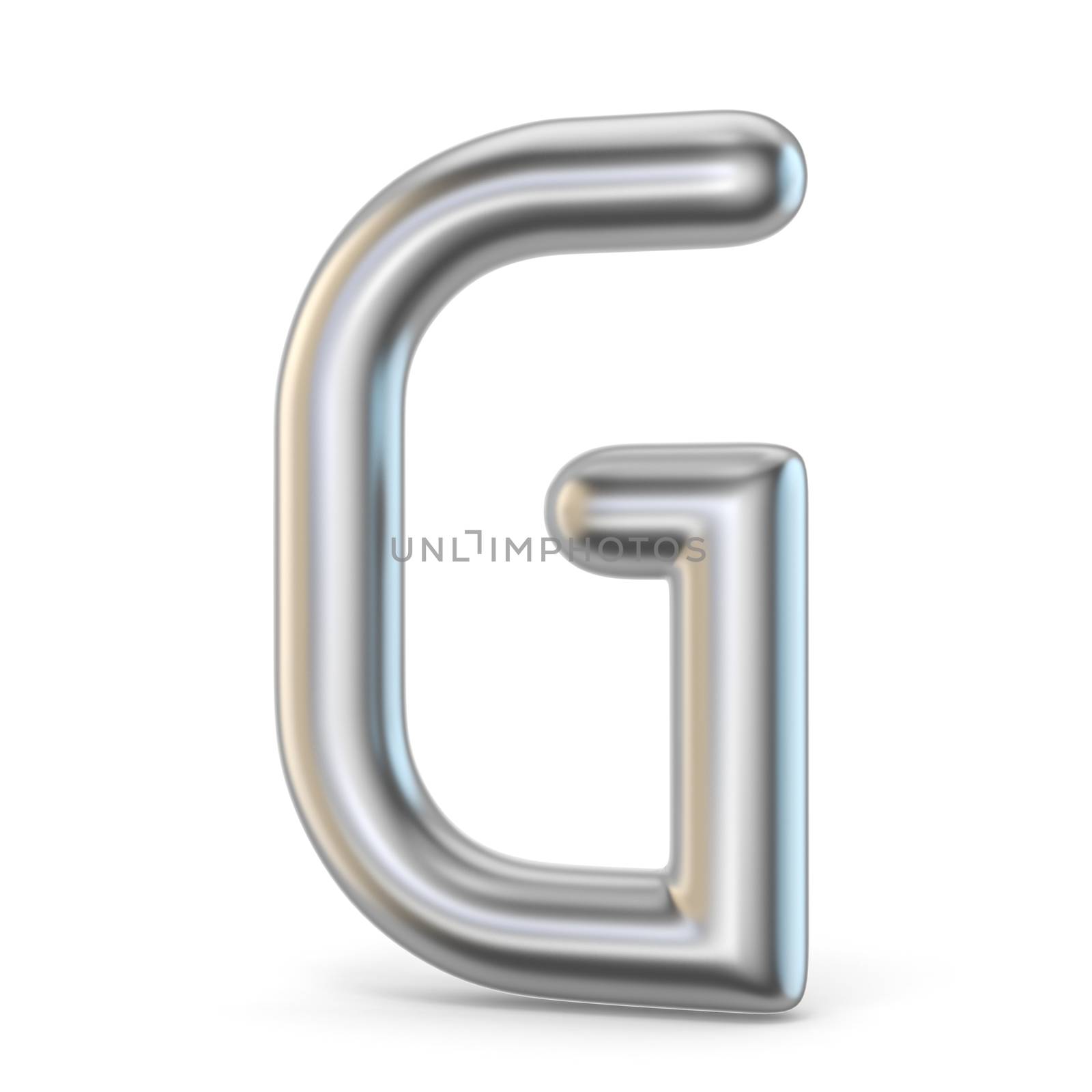 Metal alphabet symbol. Letter G 3D render illustration isolated on white background