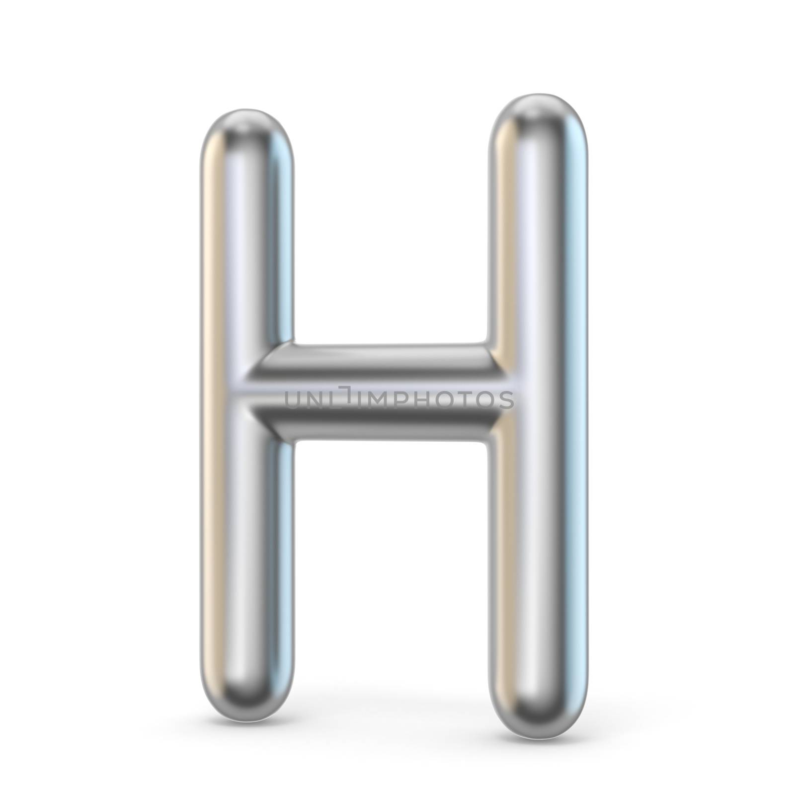 Metal alphabet symbol. Letter H 3D render illustration isolated on white background