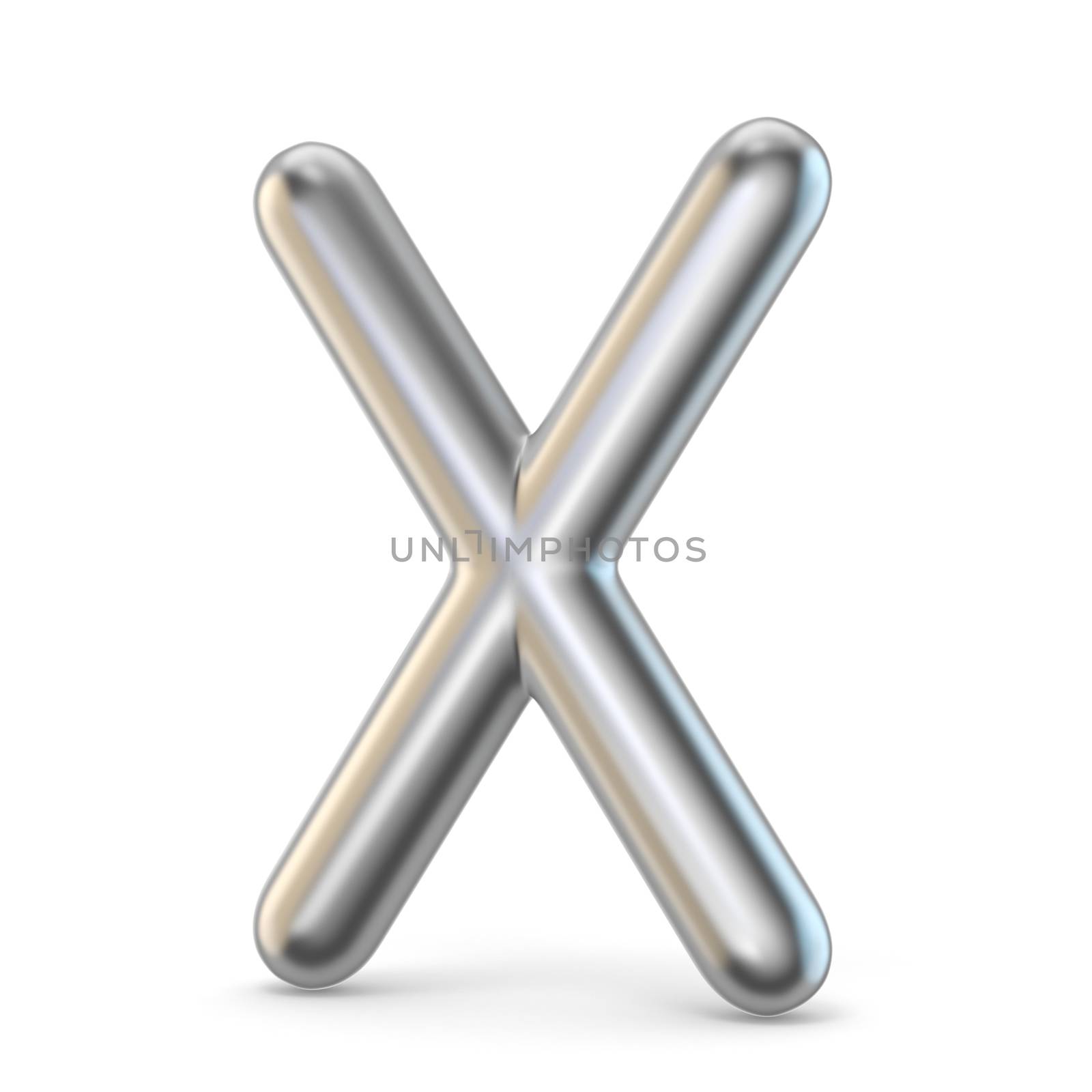 Metal alphabet symbol. Letter X 3D render illustration isolated on white background