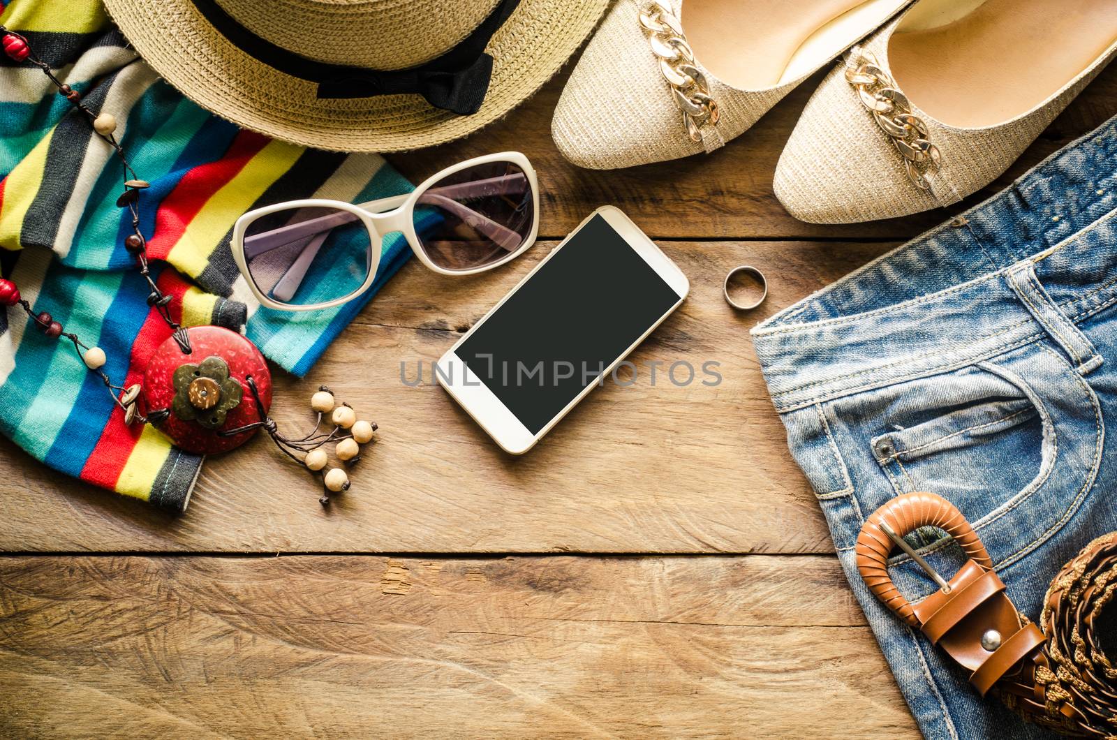 Travel Clothing accessories apparel along with women for the trip