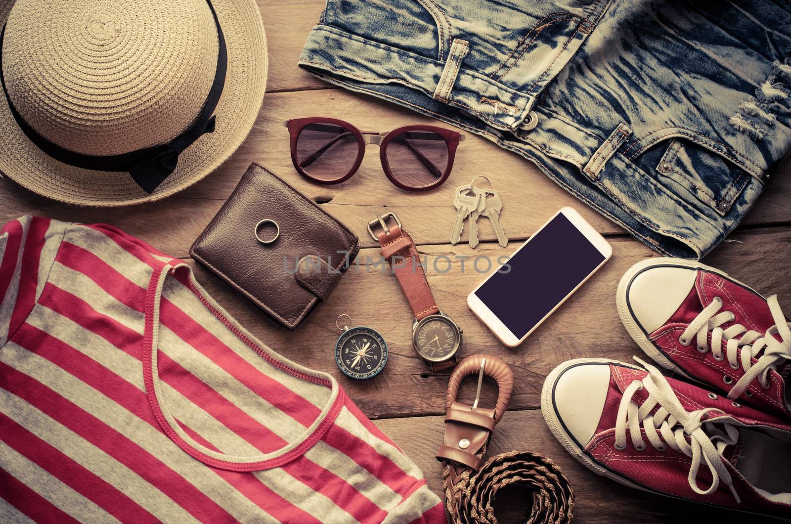 Accessories and costume Tourism casual lifestyle.