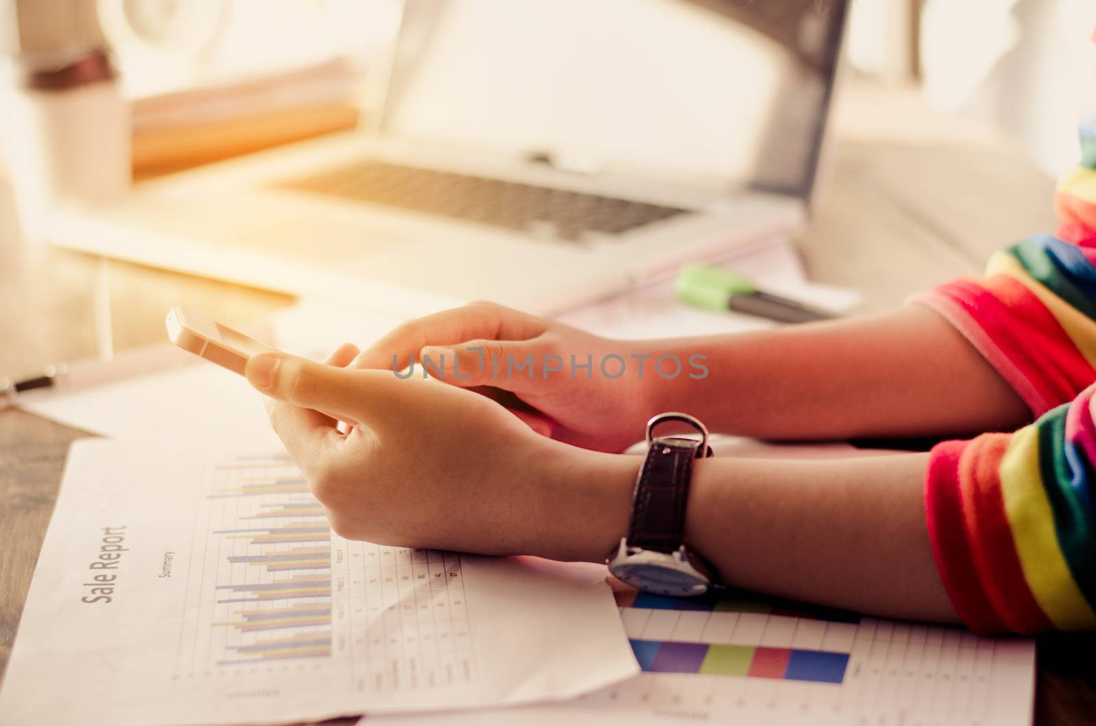 Businessman working with for smartphone 