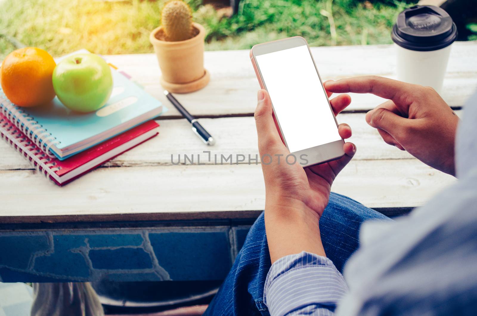 Businessman working with for smartphone 