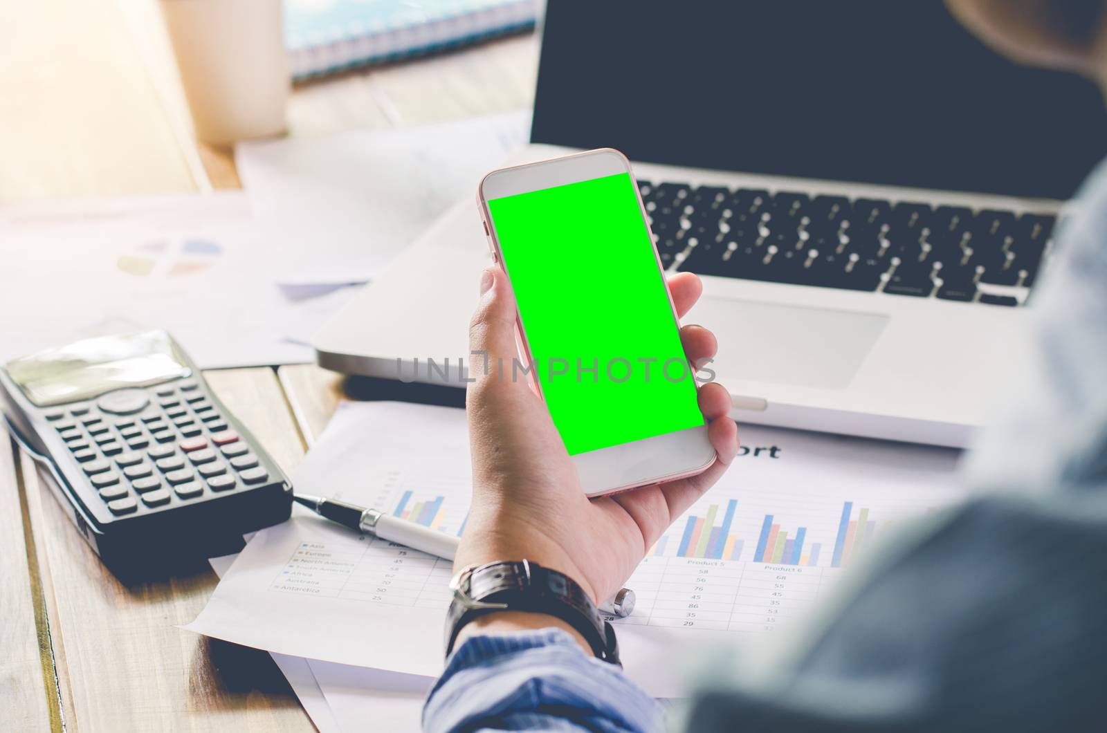 Businessman working with for smartphone 