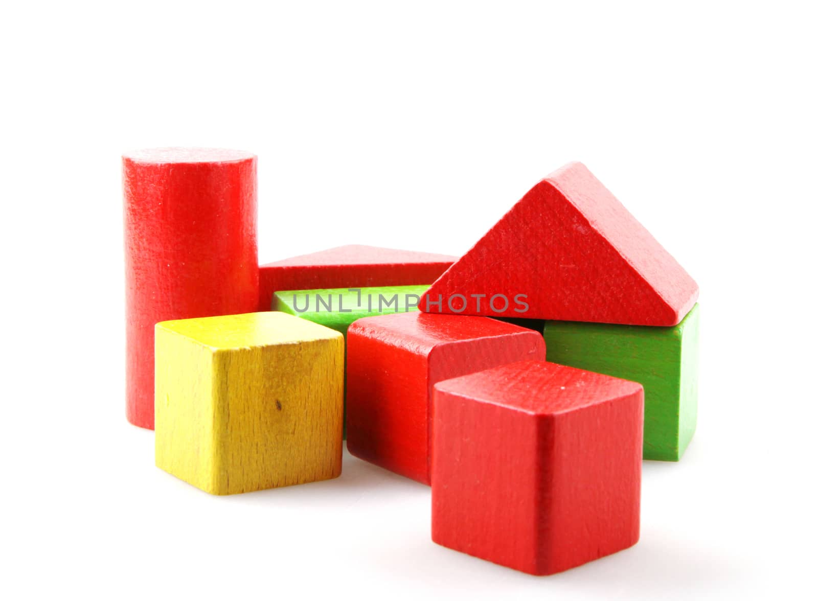 Wooden Building Blocks Isolated On White Background by nenovbrothers