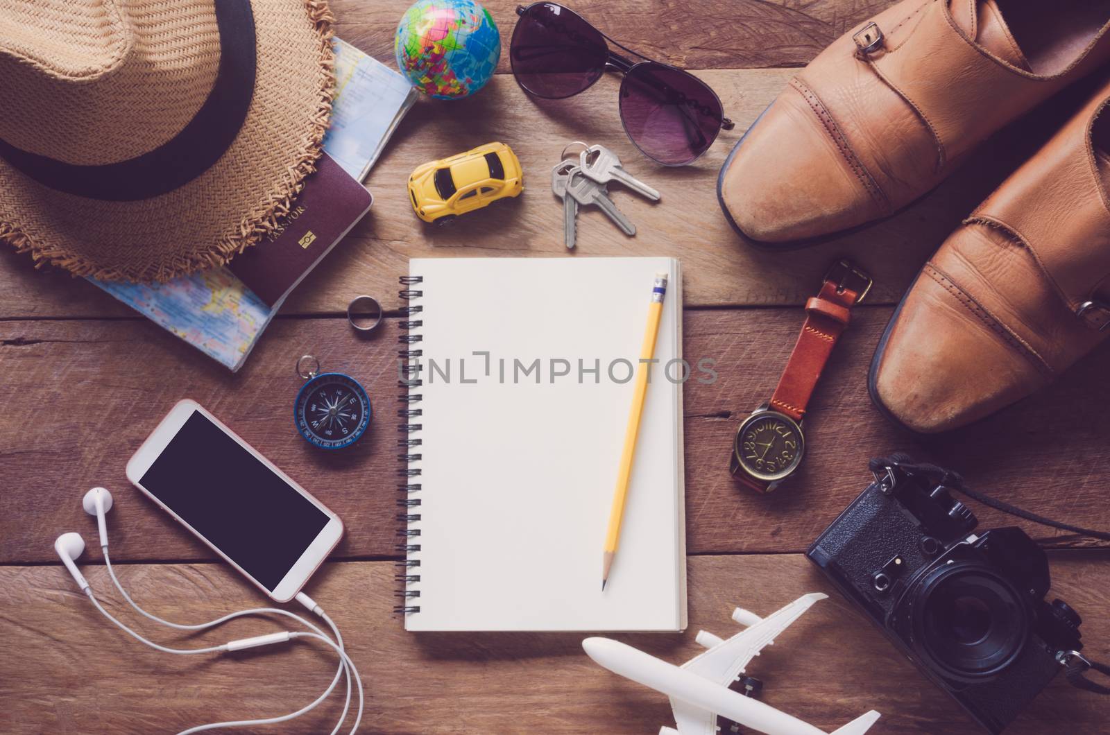 Travel accessories costumes. Passports, luggage, The cost of tra by photobyphotoboy