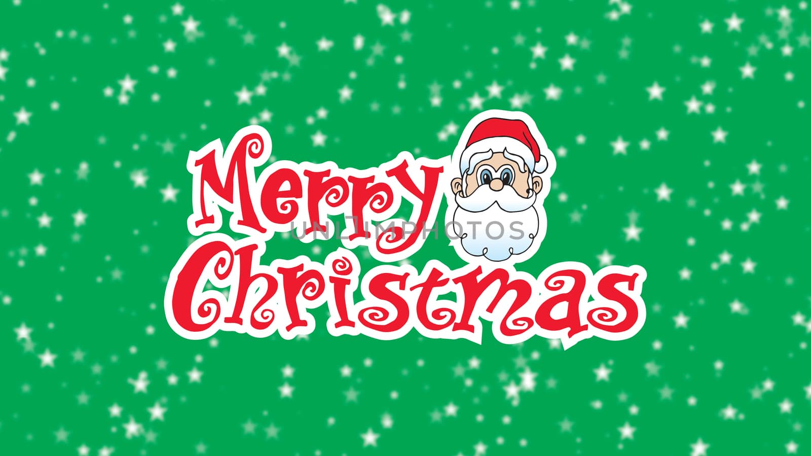 Merry Christmas12 Santa Head looking over Christmas Type on white background