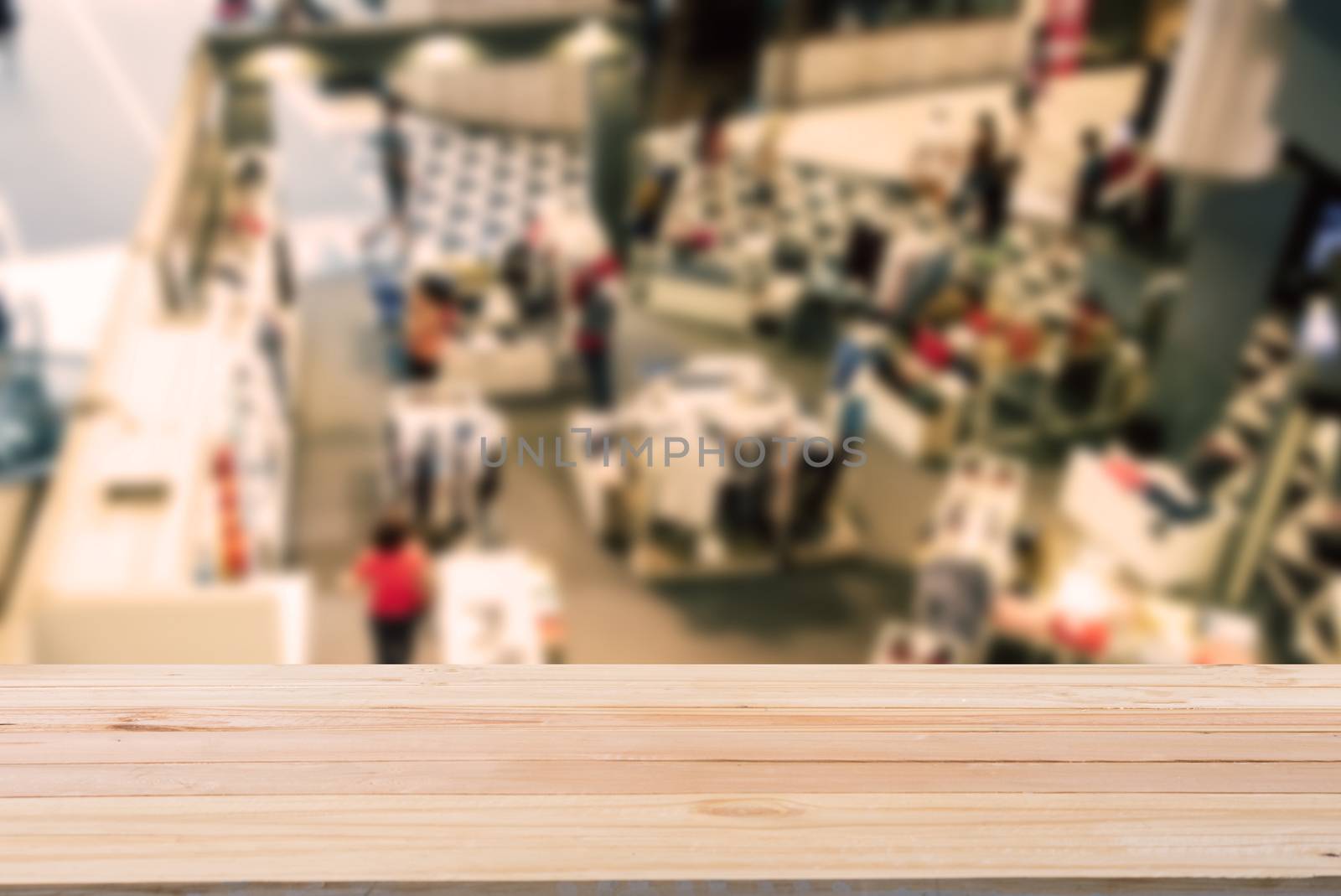 Shopping mall top view blurred indoors with light for lifestyle concept