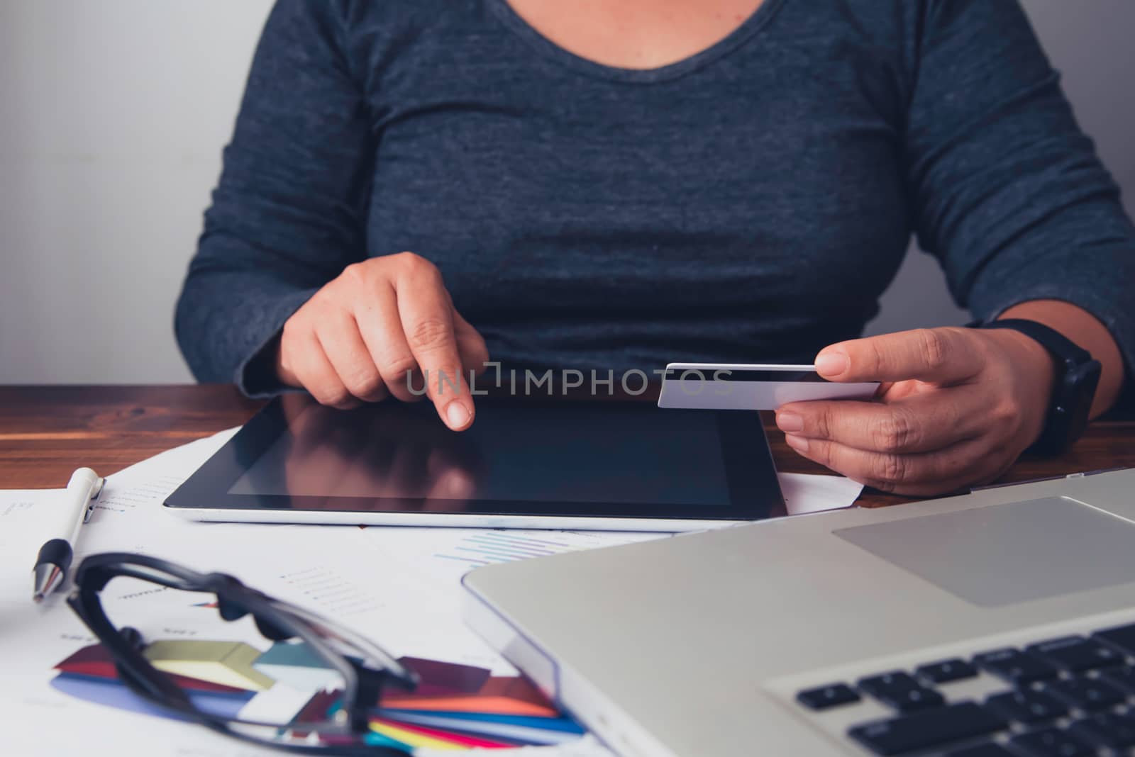 Credit Card Holders Used Laptops and smartphone Ordering and Payment - Concepts of Using Technology in Business
