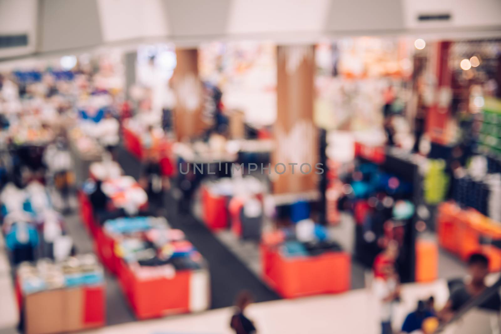 Shopping mall top view blurred indoors with light for lifestyle  by photobyphotoboy