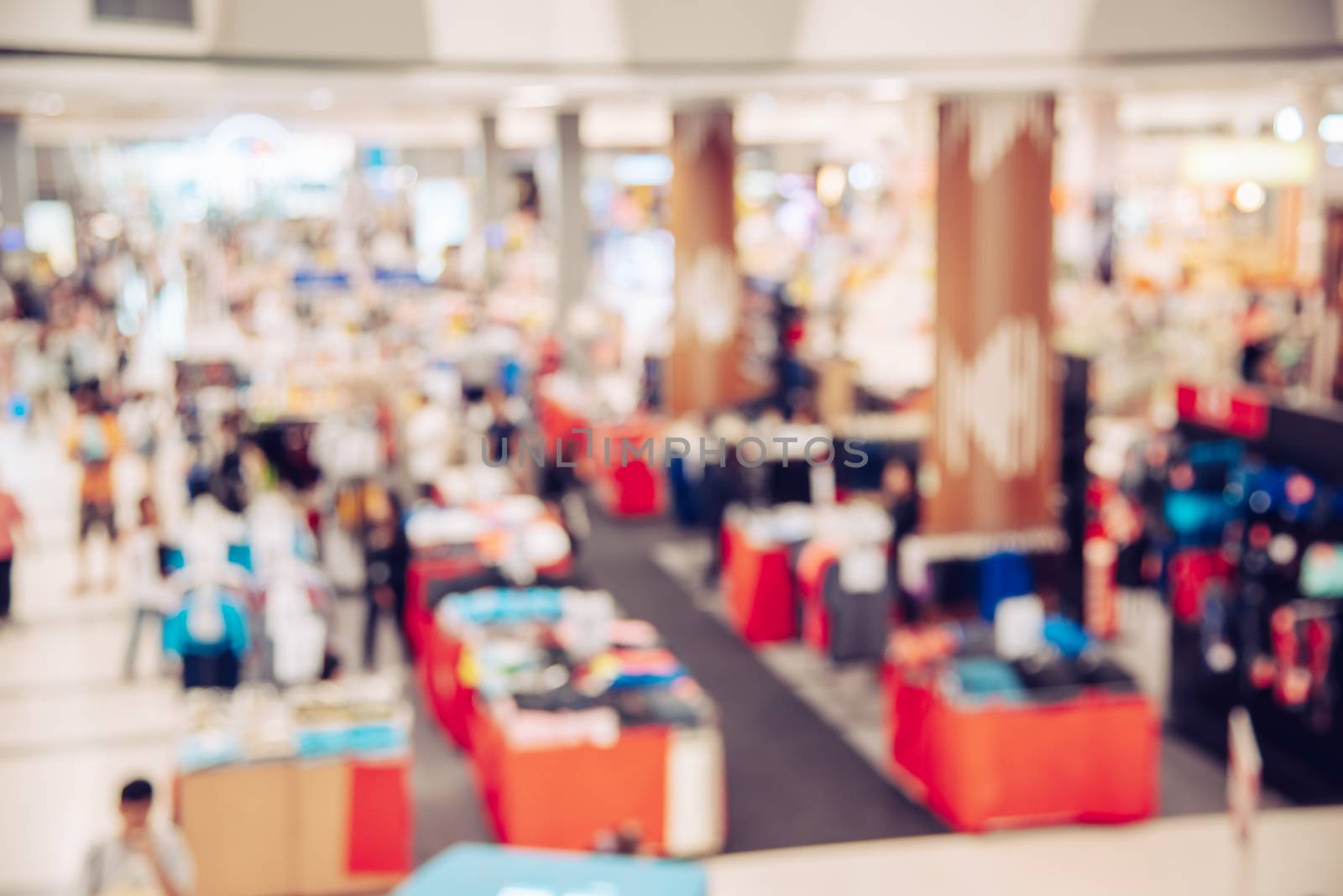 Shopping mall top view blurred indoors with light for lifestyle  by photobyphotoboy