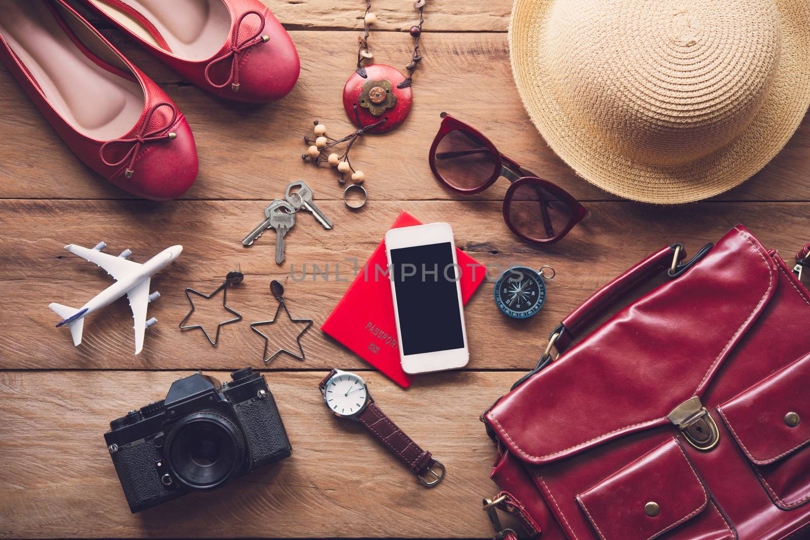 Travel accessories costumes for women. Passports, luggage, The c by photobyphotoboy