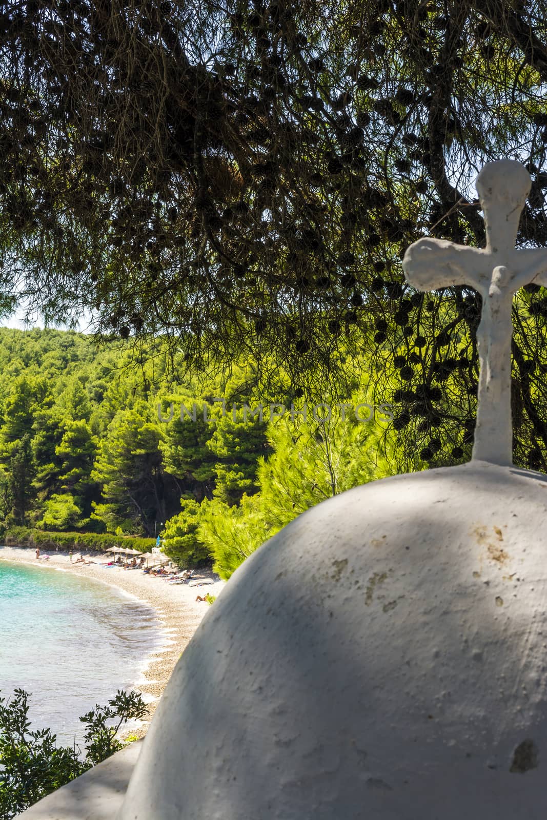 White Cross in Beach of alonissos, Greece by ankarb