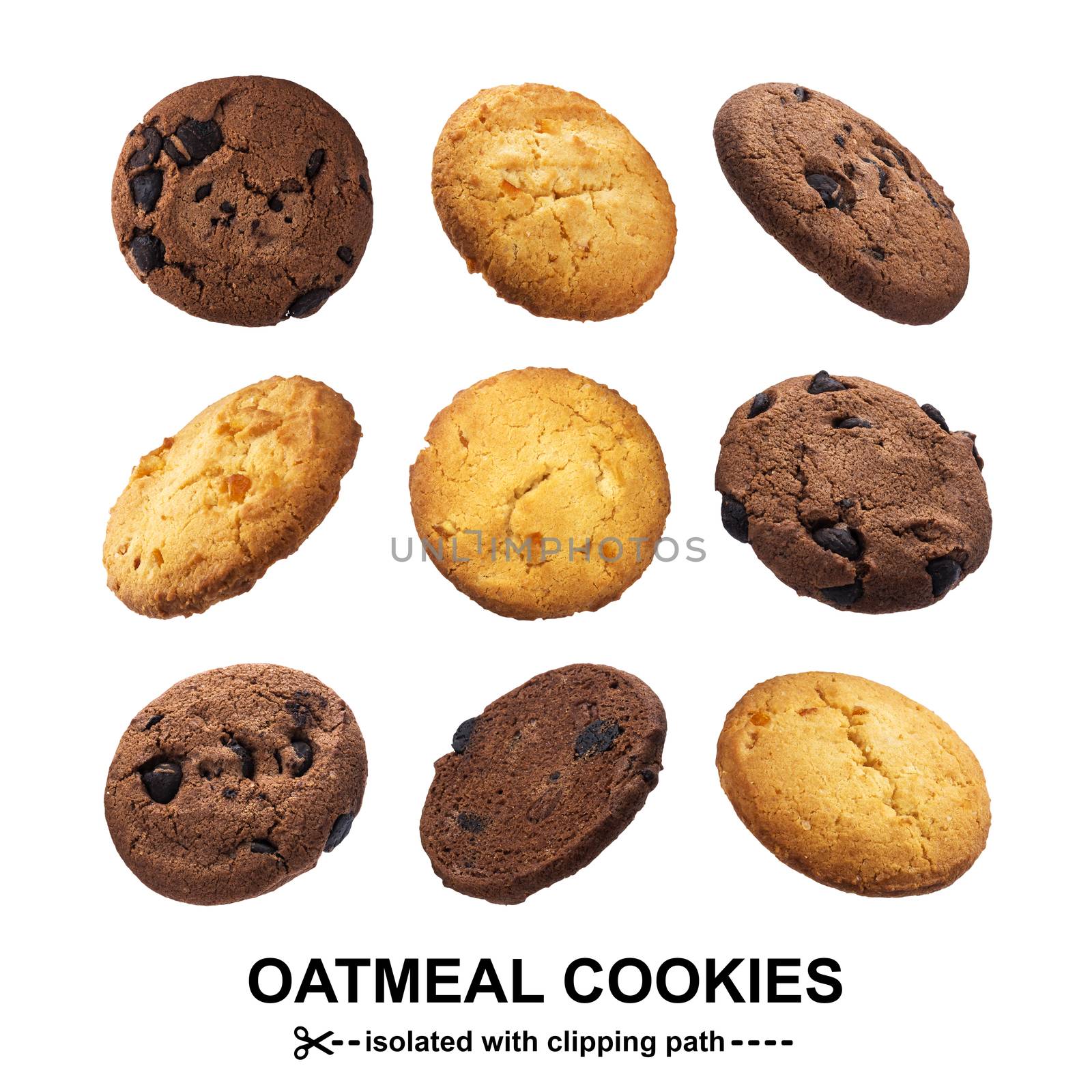 Oatmeal cookies isolated on white background by xamtiw