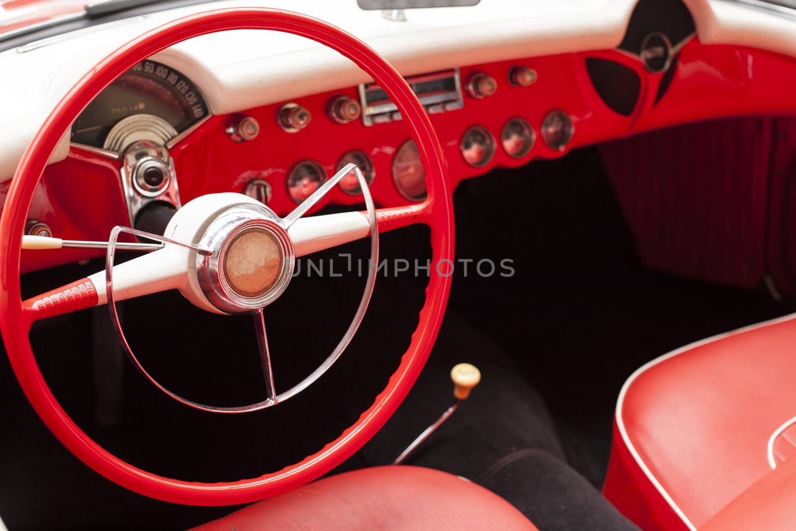Interior of the classic retro vehicle  antique car by Vanzyst
