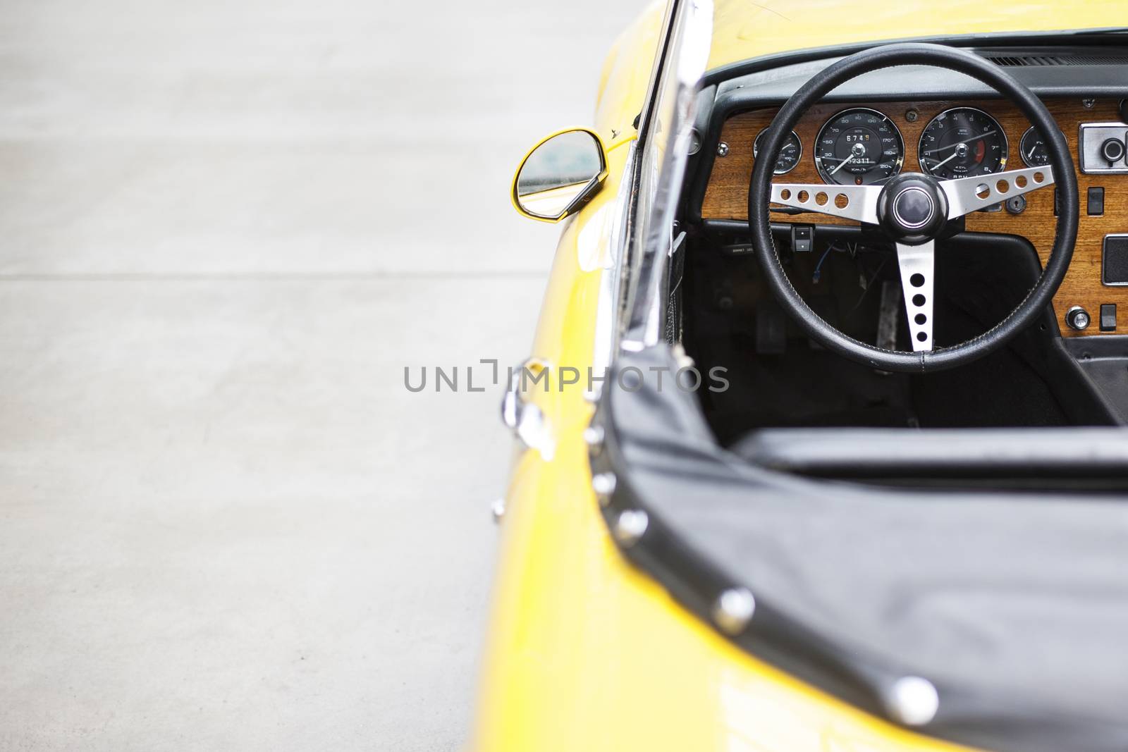 Interior of the classic retro vehicle  antique vintage collection car