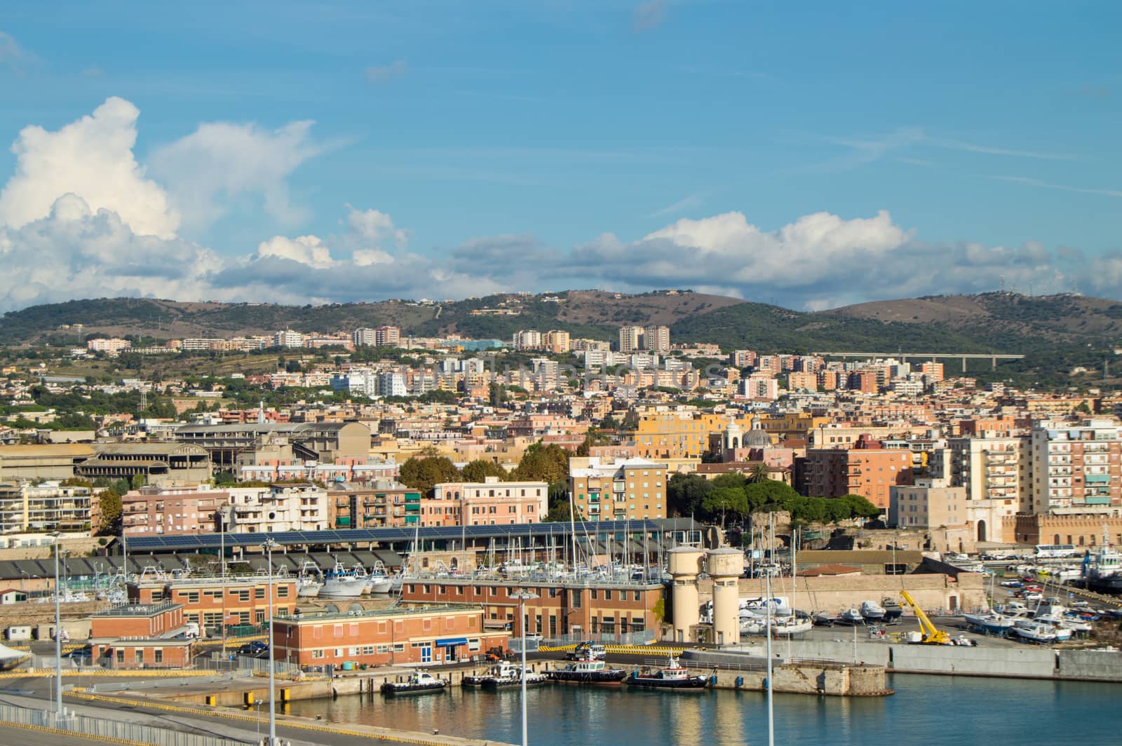 Panoramic view of Civitavecchia port, coast, port, buildings, October 7, 2018 by claire_lucia