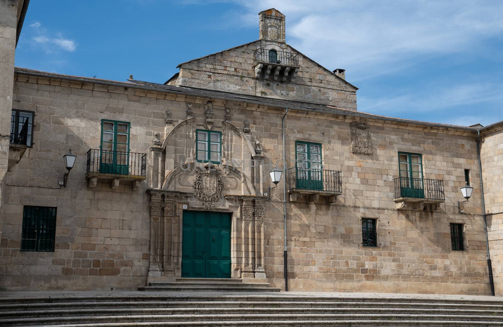 Panoramic image of the Pazo episcopal, famous place of Lugo, Camino de Santiago, Galicia, Spain 