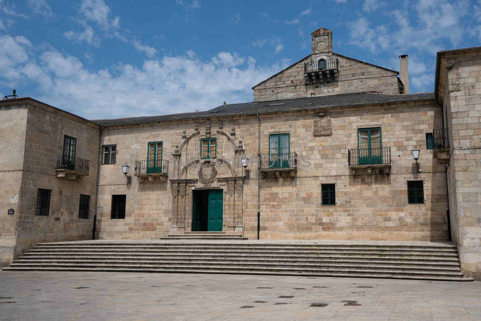 Panoramic image of the Pazo episcopal, famous place of Lugo, Camino de Santiago, Galicia, Spain 