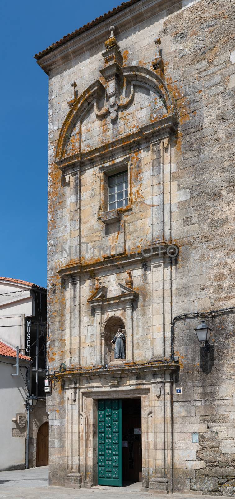 Main church in the city center of Melide, Galicia, Spain