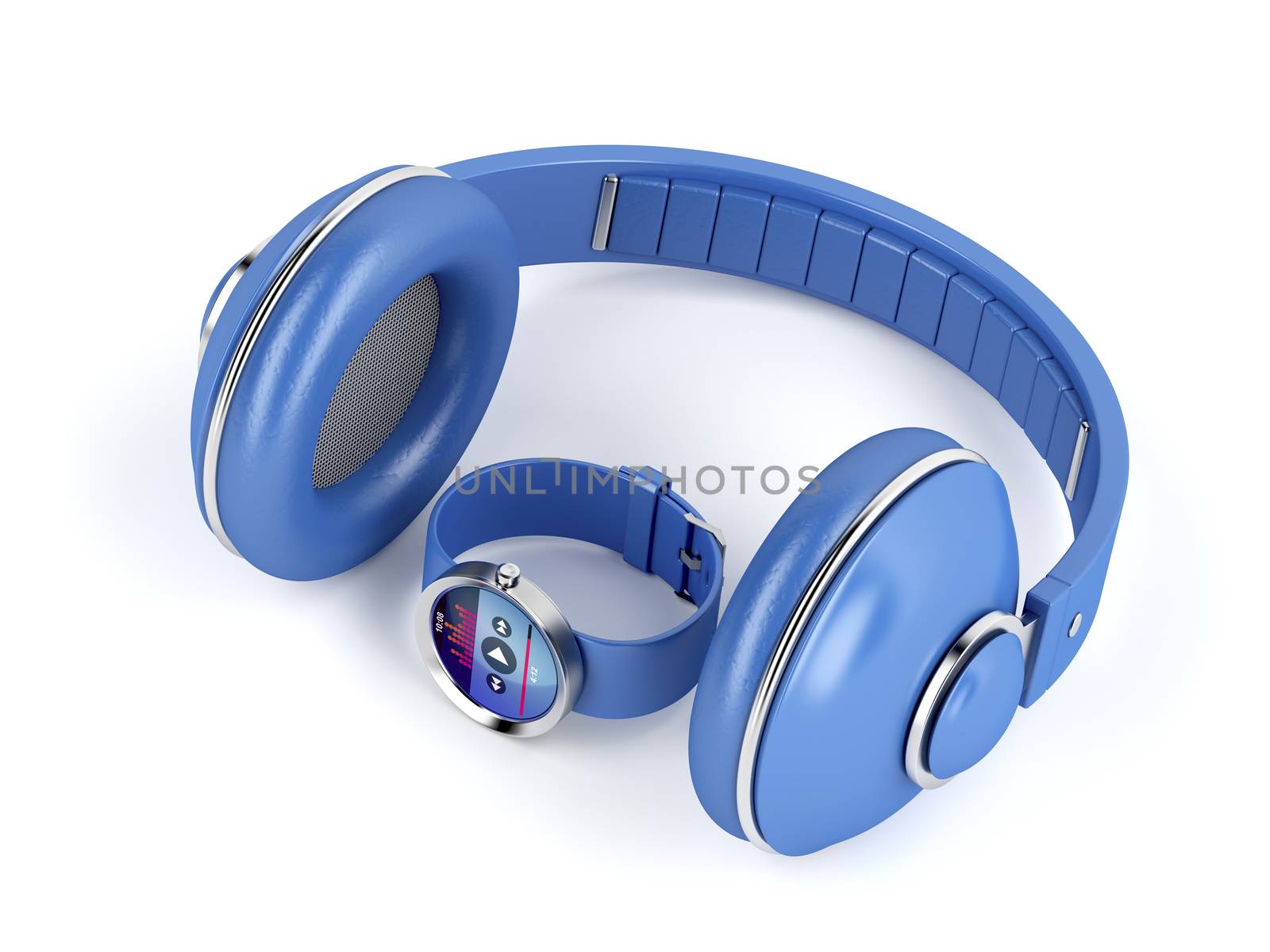 Blue smart watch and headphones by magraphics