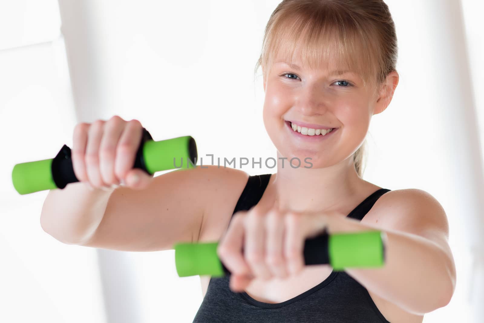 Girl doing dumbbell exercises by w20er