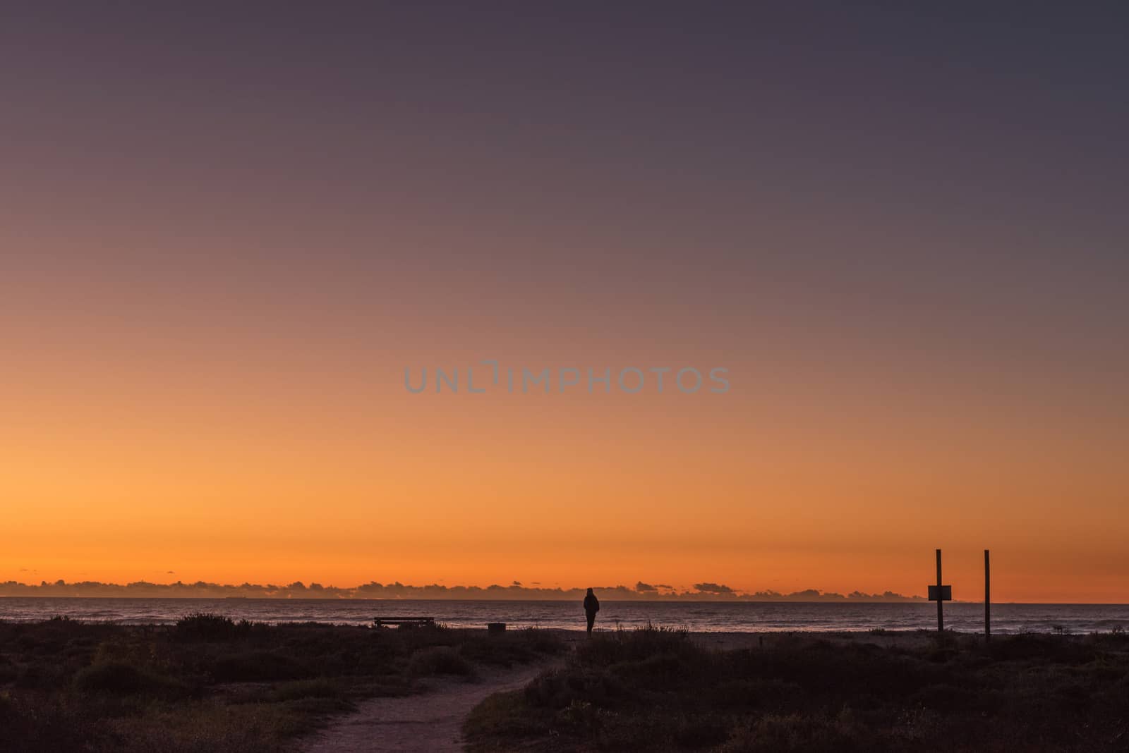 Sunset over the Atlantic Ocean at Dwarskersbos in the Western Cape Province