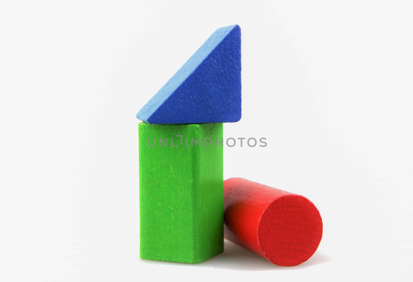 Colorful Wooden Building Blocks Toys Isolated On White