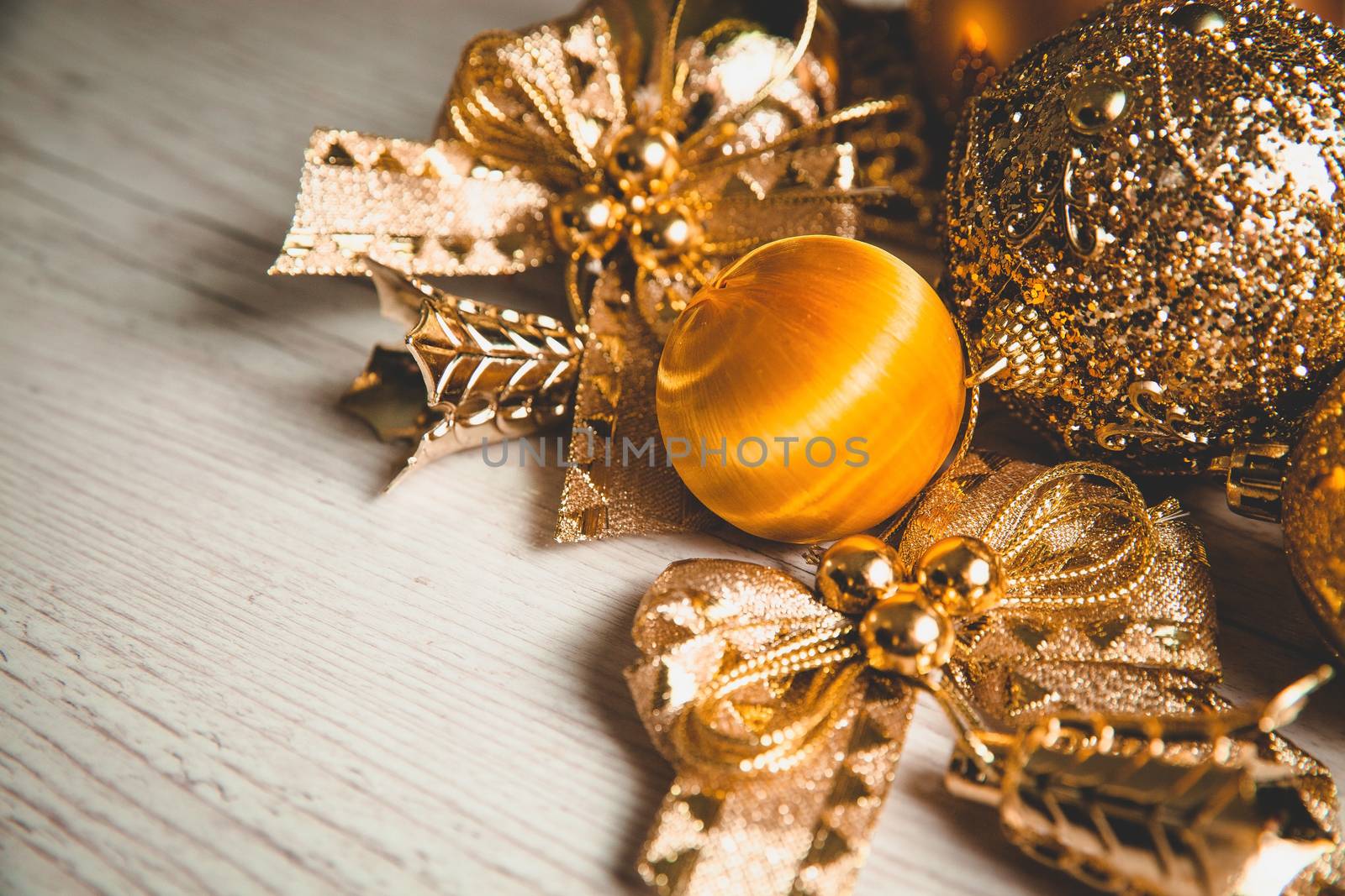Christmas 2019 background with golden balls by mi_viri
