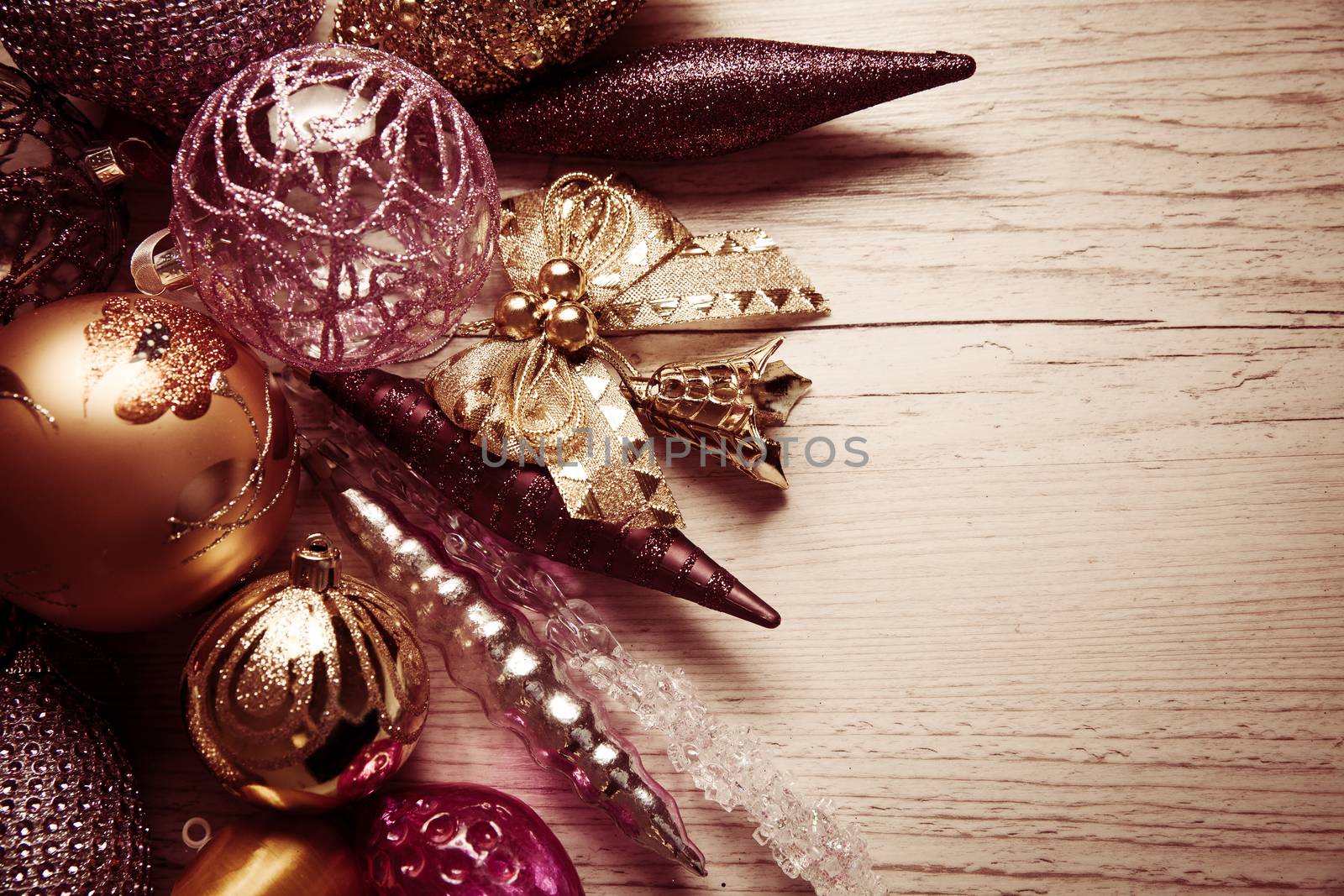 pink and golden Christmas 2019 decor closeup for design by mi_viri