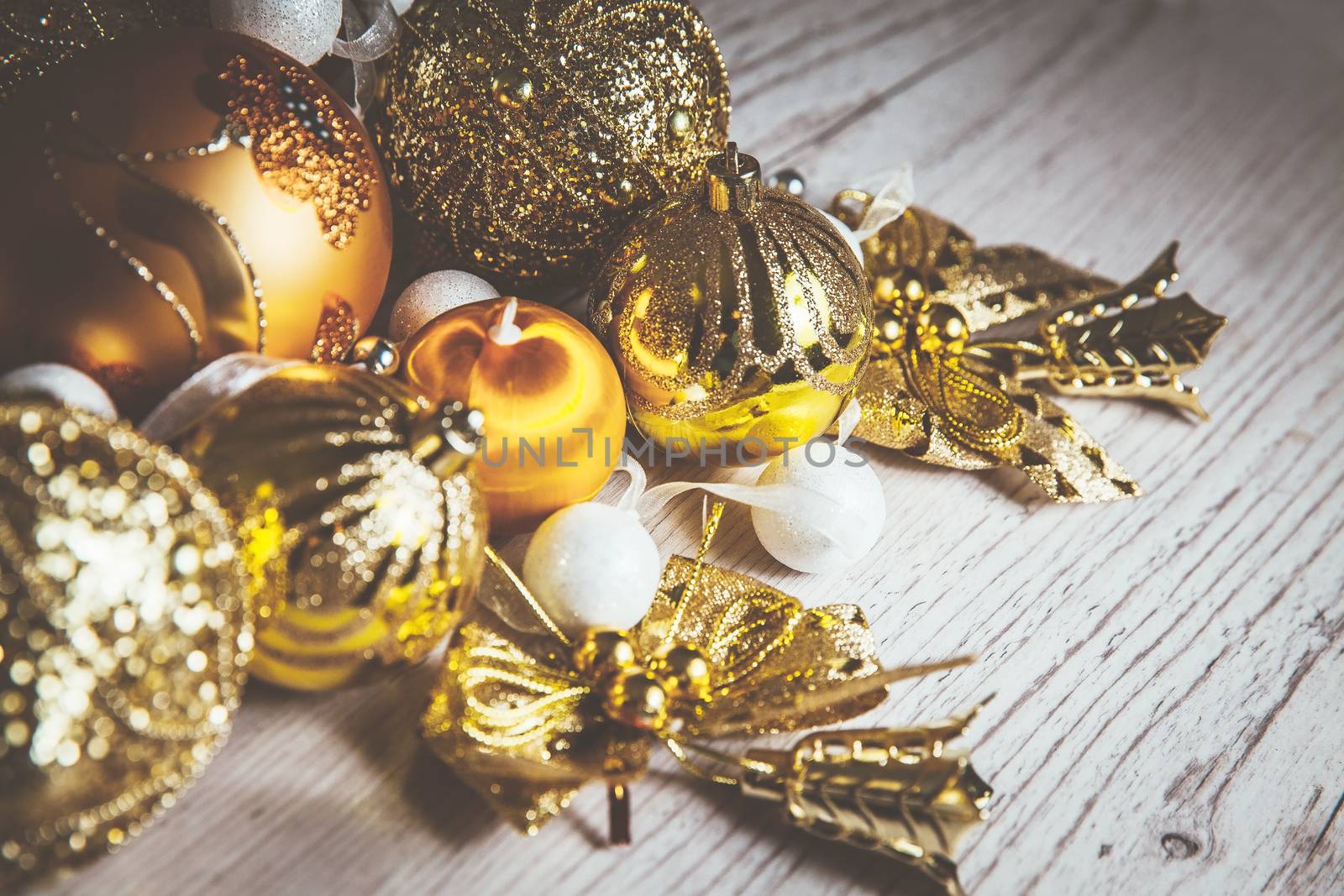 Christmas 2019 greeting card with golden balls by mi_viri