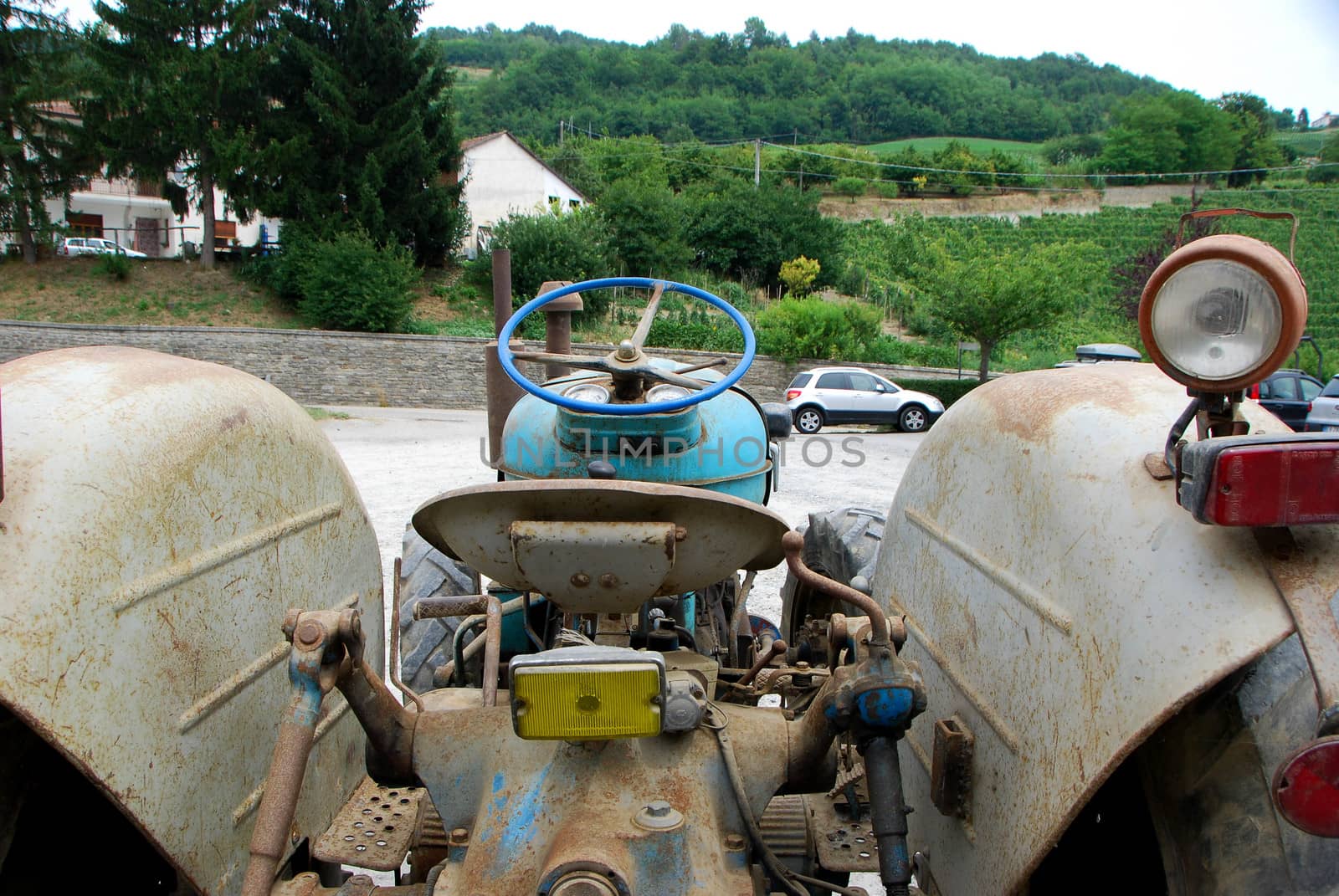 Old tractors at an exhibition in Langhe, Piedmont - Italy