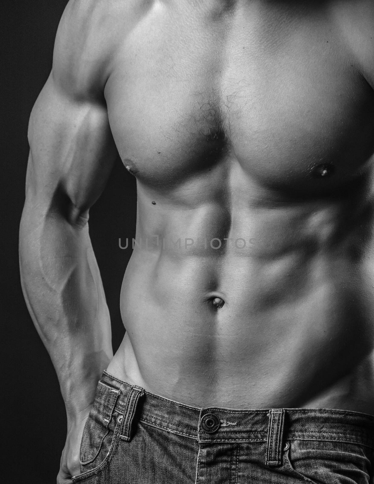 Abdominal muscles of a fit young man by Alex_L