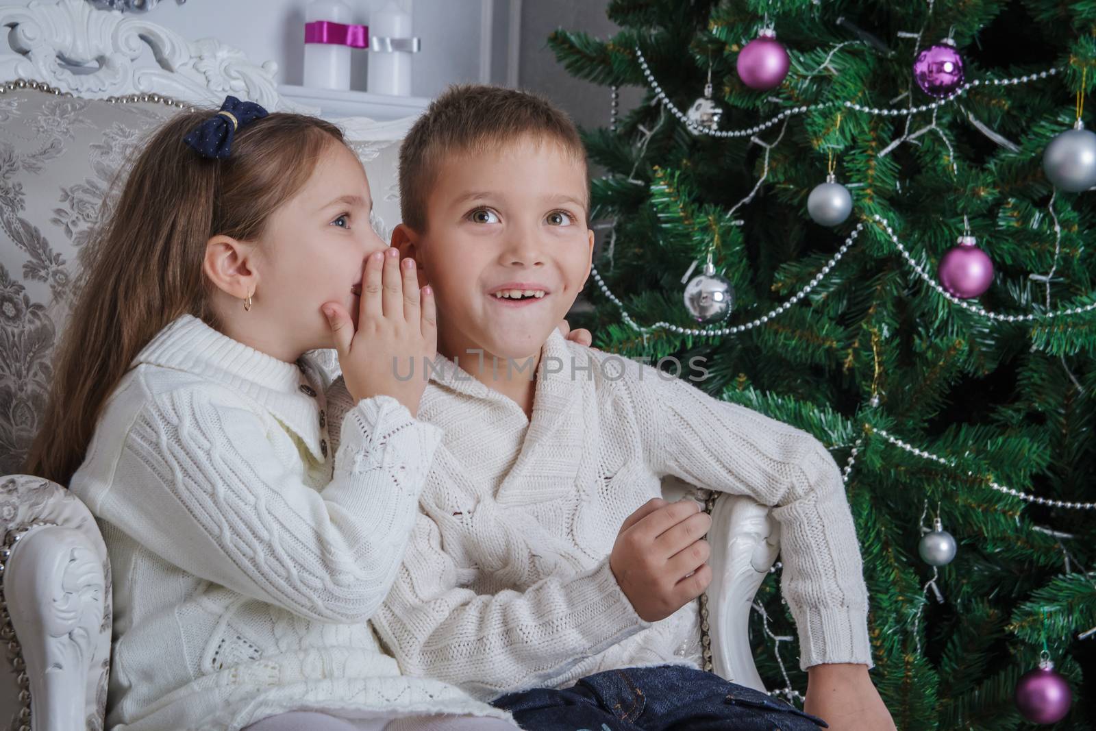 Girl whispered to her brother what to ask for Santa Claus