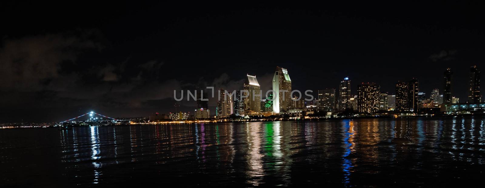 an amazing view of San Diego skyline in the night.