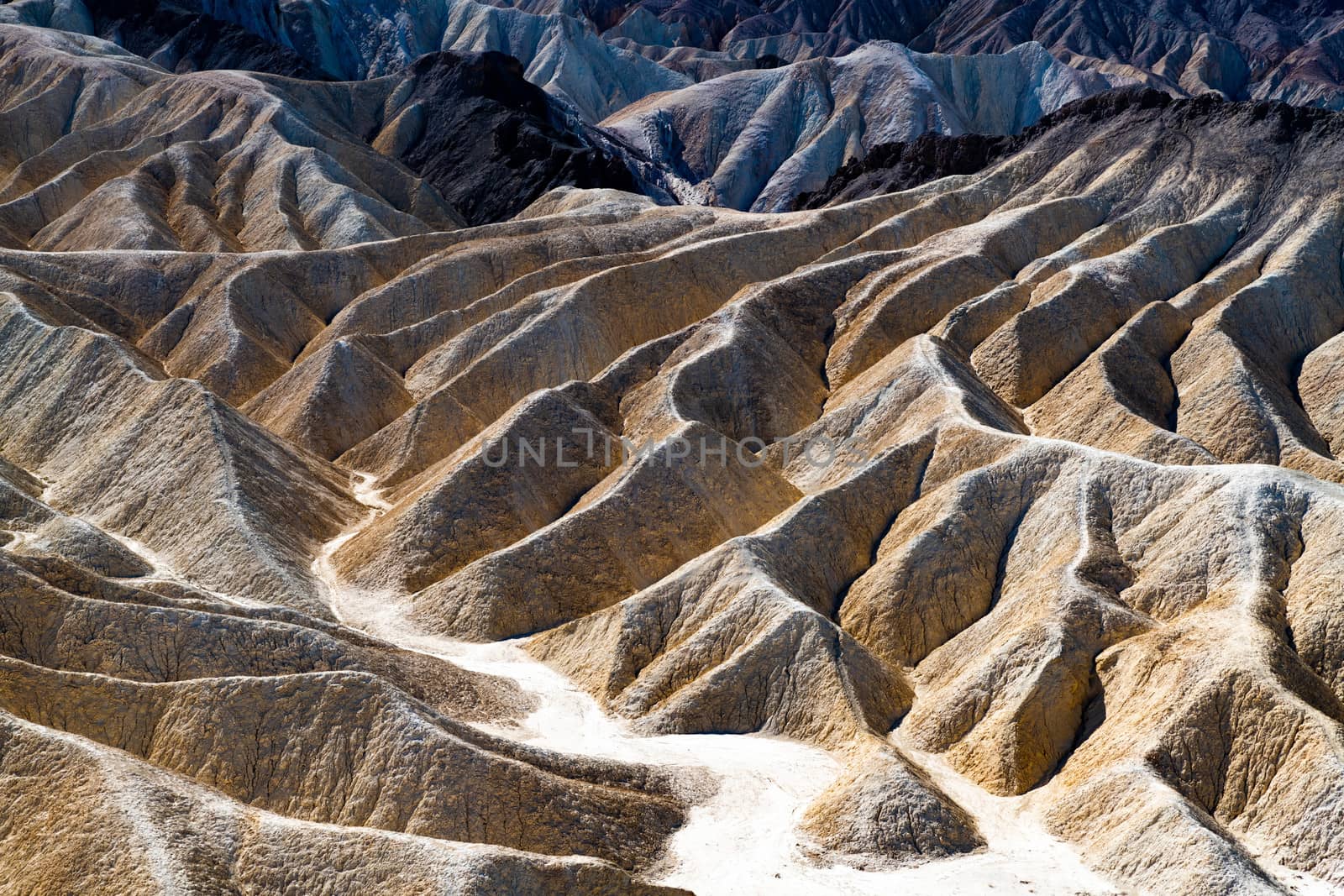Zabriskie Point, located east of Death Valley in Death Valley National Park in California, United States, noted for its erosional landscape.