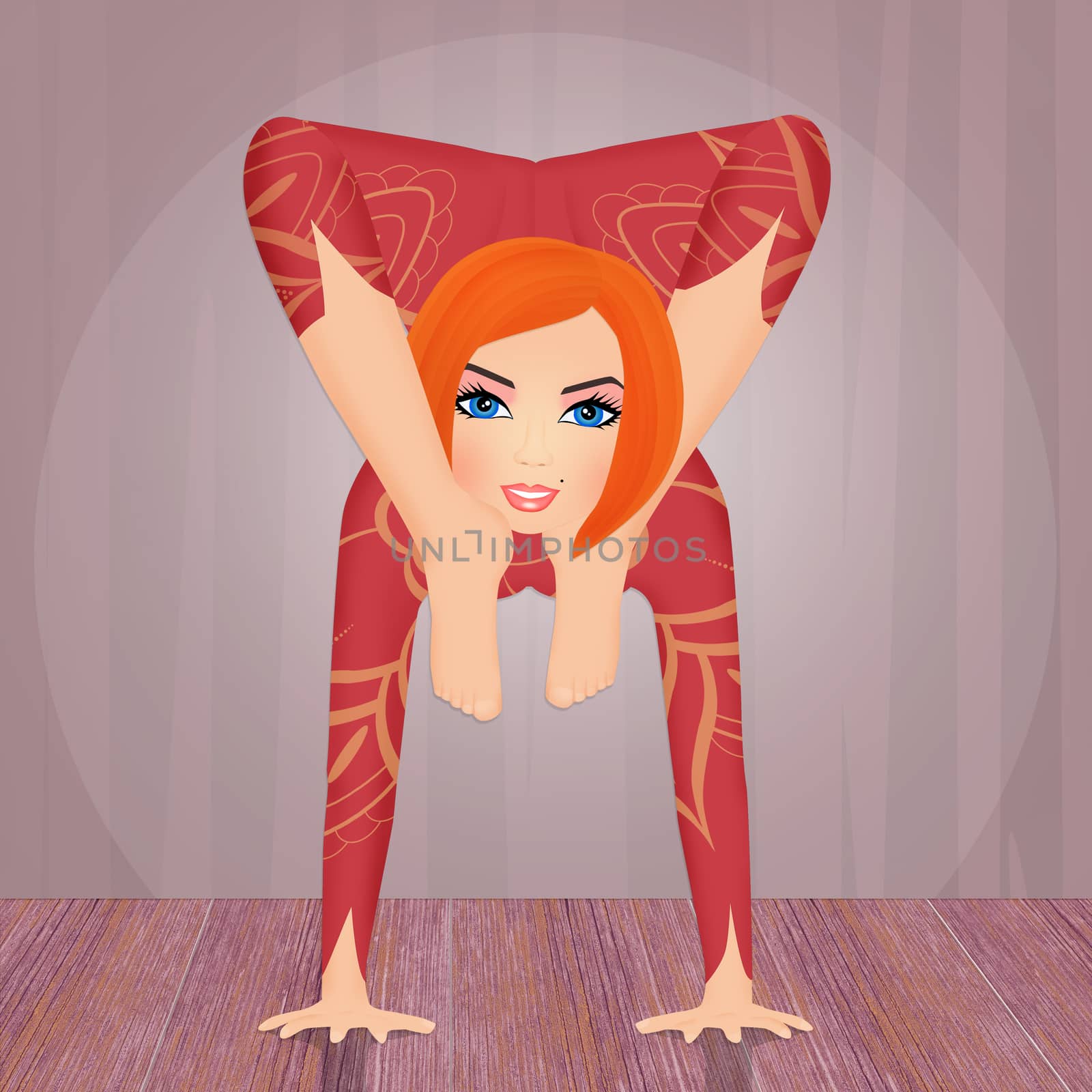 illustration of contortionist girl