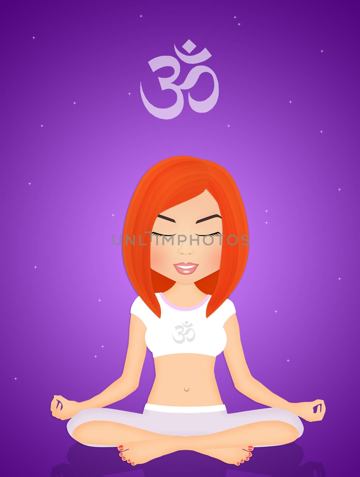 illustration of yoga meditation girl