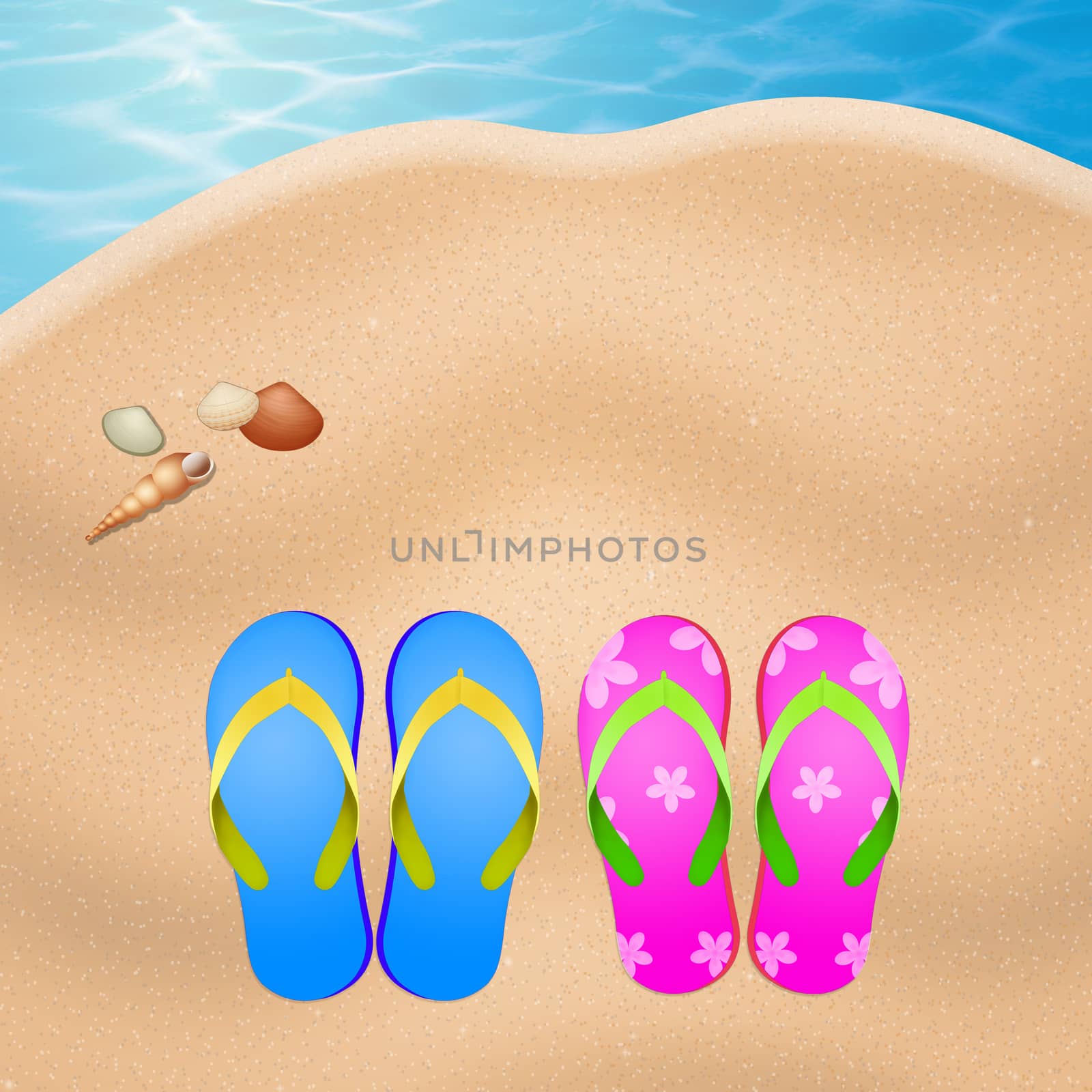 illustration of flip flops in summer