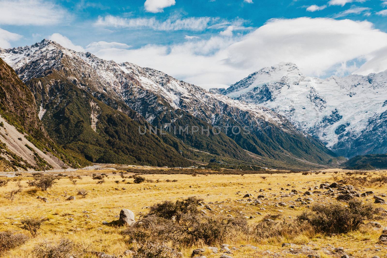 New Zealand mountain landscape at day by cozyta