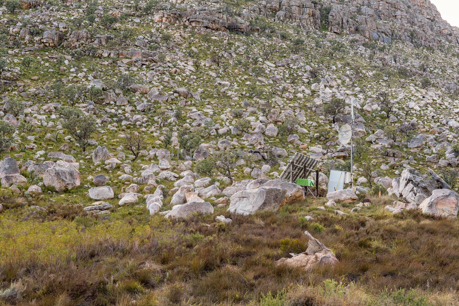 Telecommunications equipment in the Uitkyk Pass near Algeria in the Cederberg Mountains in the Western Cape Province of South Africa