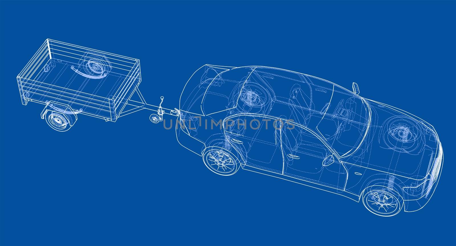 Sedan with open trailer sketch by cherezoff